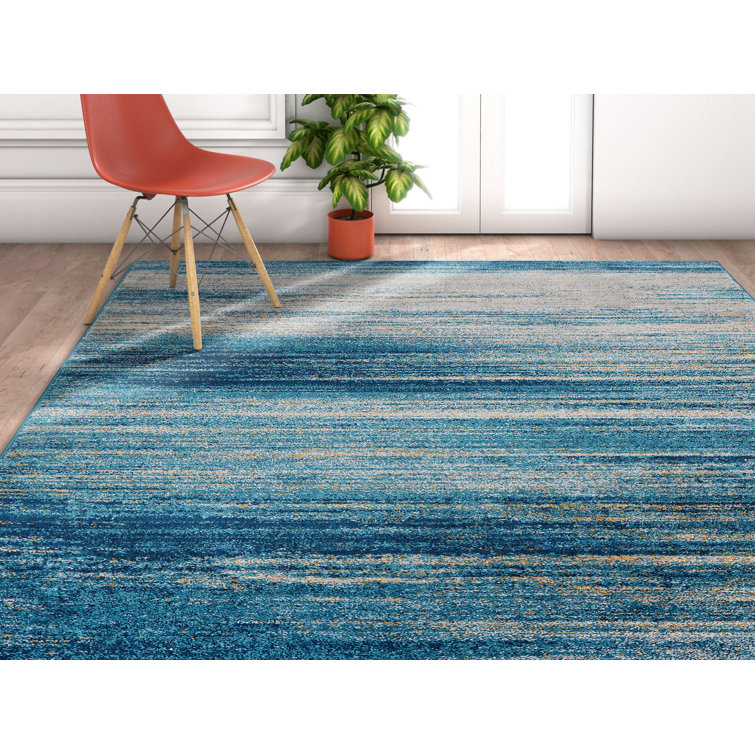 Ebern Designs Angie Power Loom Blue/Grey Rug & Reviews Wayfair.co.uk